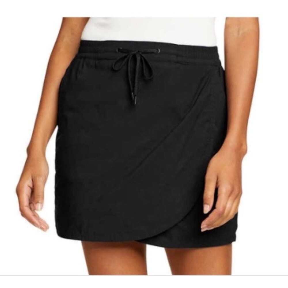 Eddie Bauer Womens Skort Size L Black Tulip Hem Athletic Hiking UPF 50 Pockets⁠